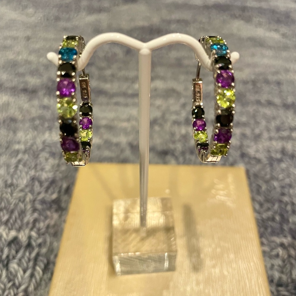 New, Sterling Silver Genuine Gemstone Earrings